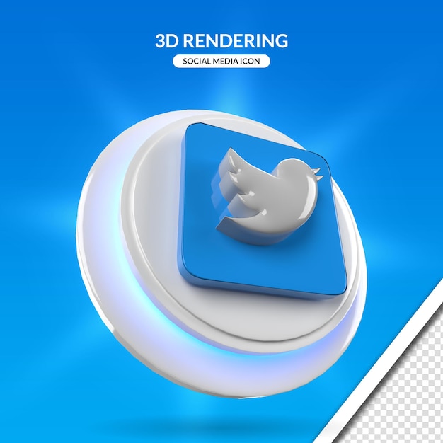 3d-rendering gloeiende twitter sociale media icon set