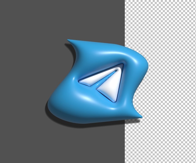 PSD 3d rendering of glossy telegram icon