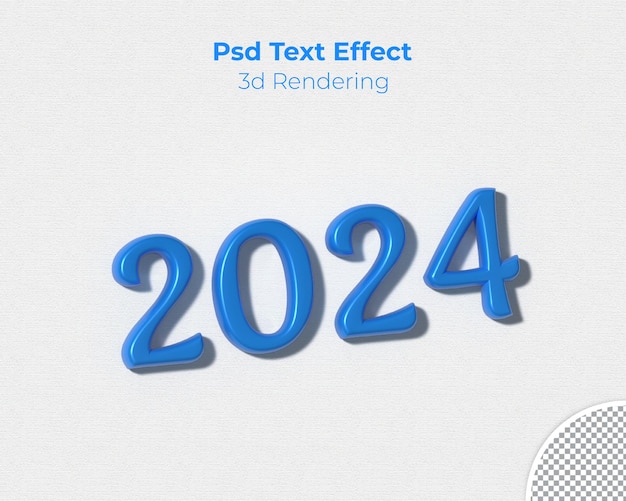 3d rendering of glossy text effect of 2024