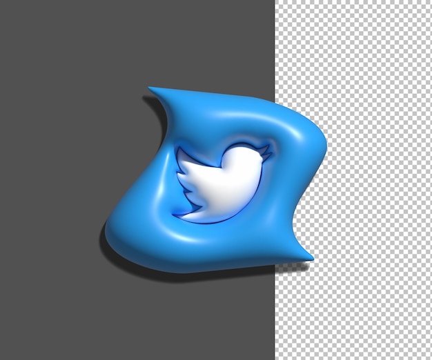 PSD 3d rendering of glossy twitter icon