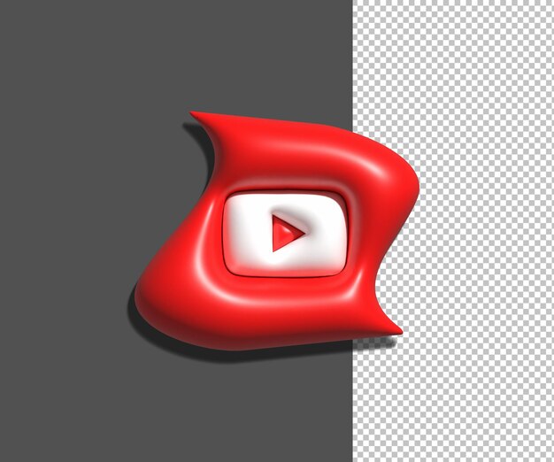 PSD 3d rendering of glossy youtube icon