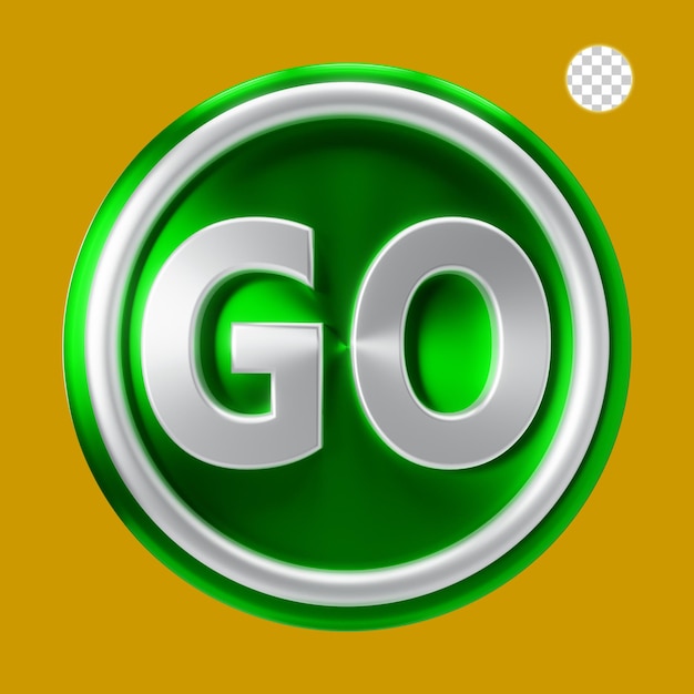 PSD 3d rendering of go sign on green plate