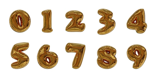 3D rendering gold alphabet balloons for decoration