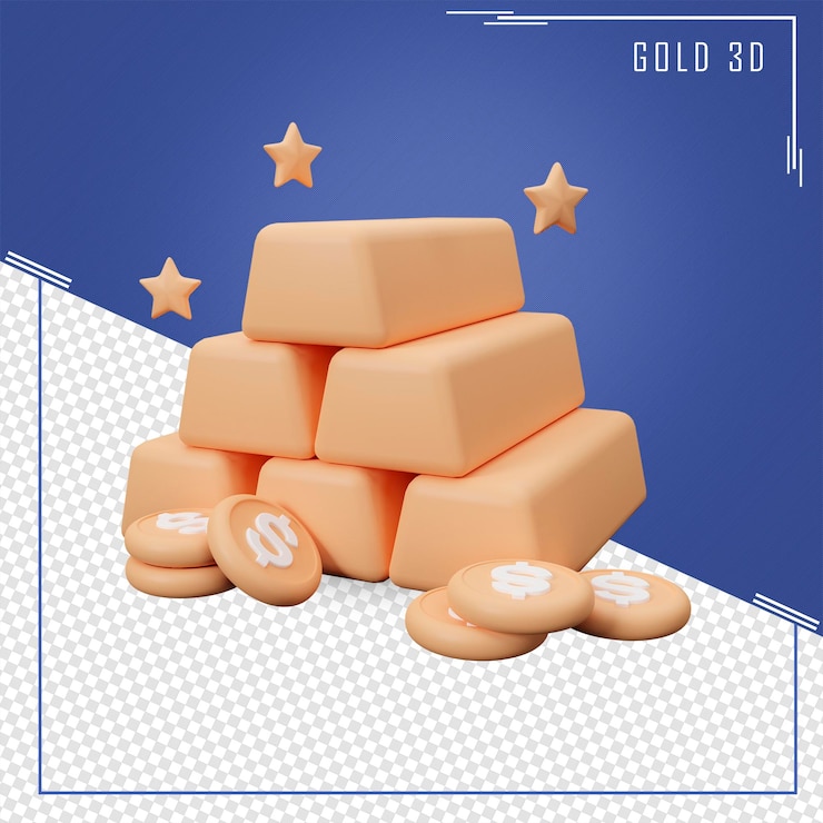 PSD 3d rendering of gold bars concept of savings, investment, prosperity