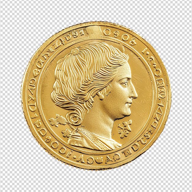 3d rendering gold coin isolated on transparent background png