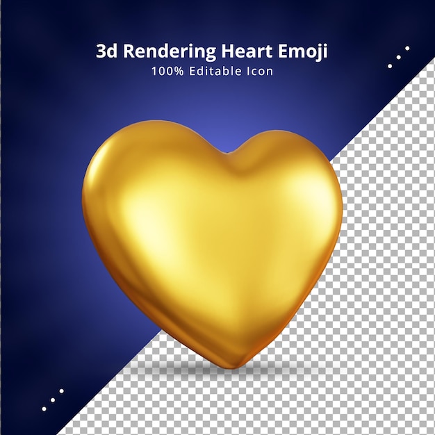 3d rendering gold heart love for valentine day