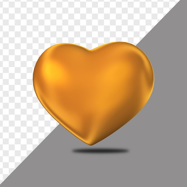 PSD 3d rendering gold heart love for valentine day