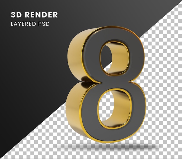 Premium PSD  3d rendering number 8 isolated