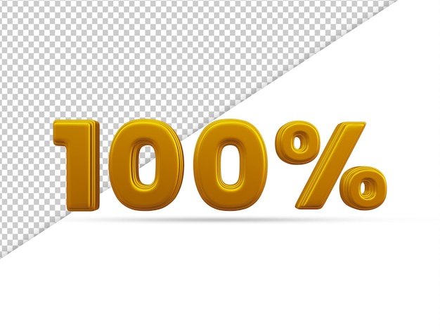 3d Rendering Of Gold Text Effect 100 Percent