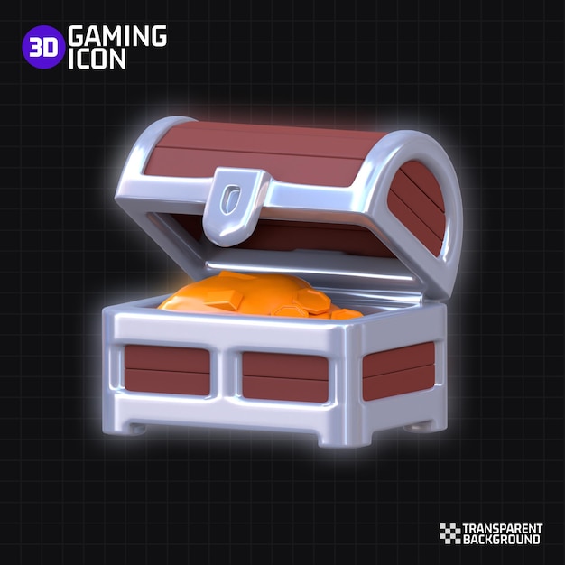 3D RENDERING GOLD TREASURE GAMING ICON