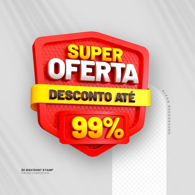 Rendering 3d di tag di vendita a sconto del 99% dorato per la promozione del tuo prodotto