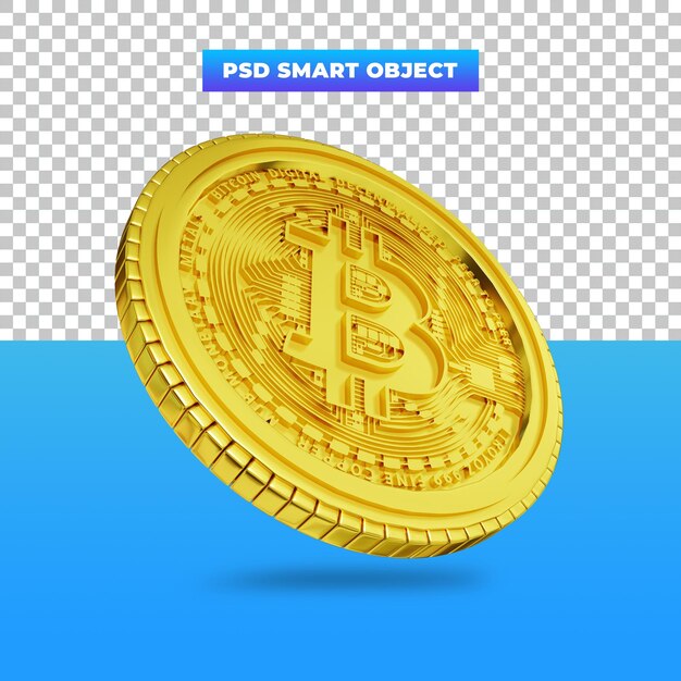 3D rendering Golden Bitcoin digital currency