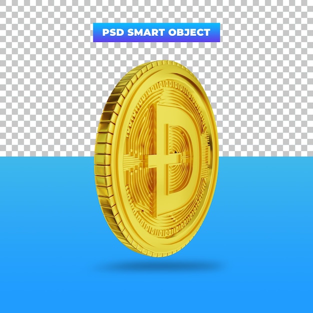 3D rendering Golden Dogecoin digital currency