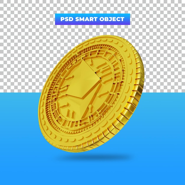 3D rendering Golden Ethereum digital currency