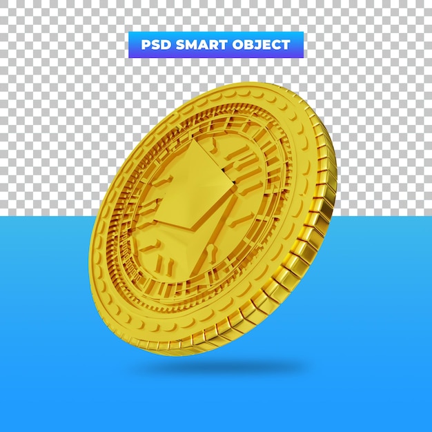 3D rendering Golden Ethereum digital currency