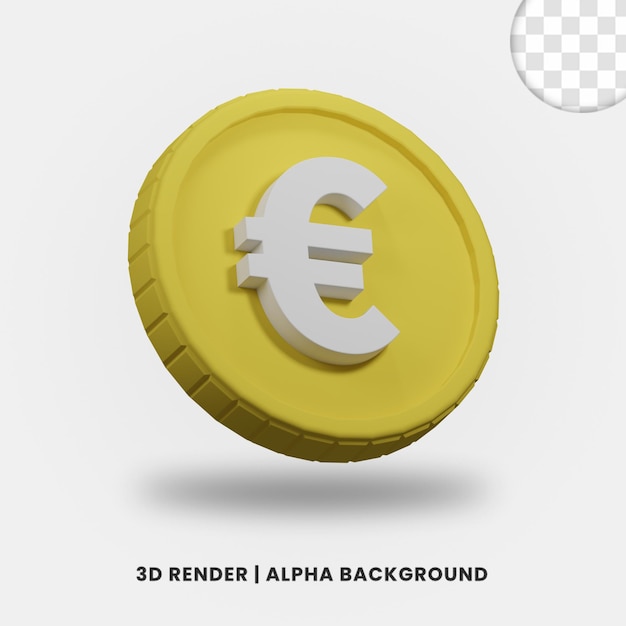 PSD 3d rendering of golden euro coin with matte effect isolated. useful for business or e-commerce project illustration.