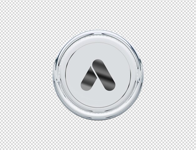 PSD 3d rendering google ads icon silver glossy