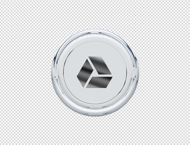3d rendering google drive icon silver glossy