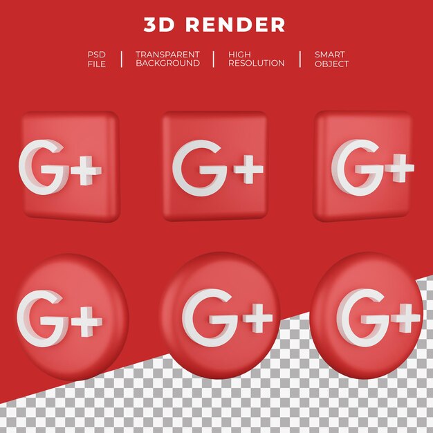 3d rendering google plus logo isolated