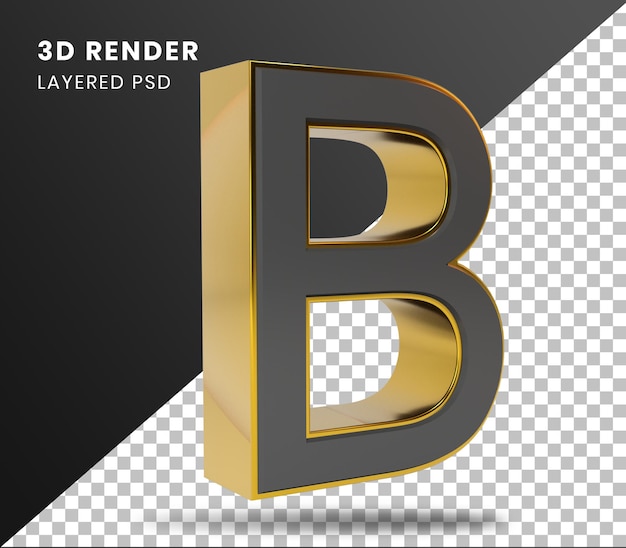 PSD 3d-rendering gouden alfabet b geïsoleerd