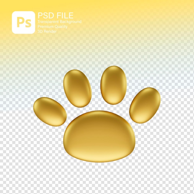 PSD 3d-rendering gouden pootpictogram