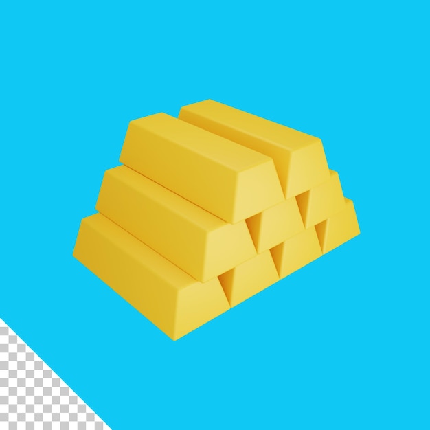 3D-rendering goudstaven geïsoleerd. nuttig voor zakelijke en financiële ontwerpillustraties
