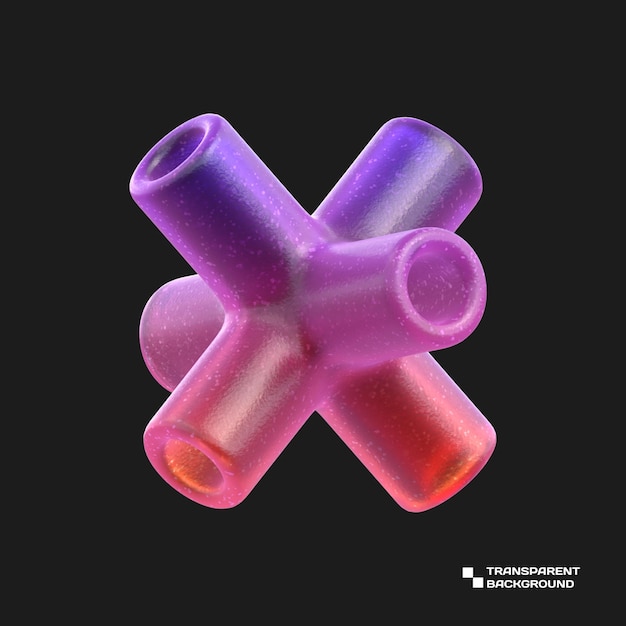 PSD 3d rendering gradient glass abstract geometric object