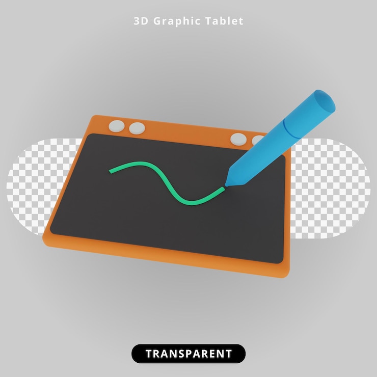 PSD 3d rendering graphic tablet illustration
