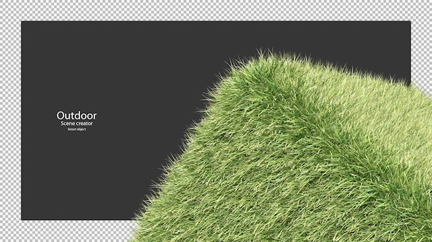 PSD 3d rendering the grass field arrangement on round cube shape