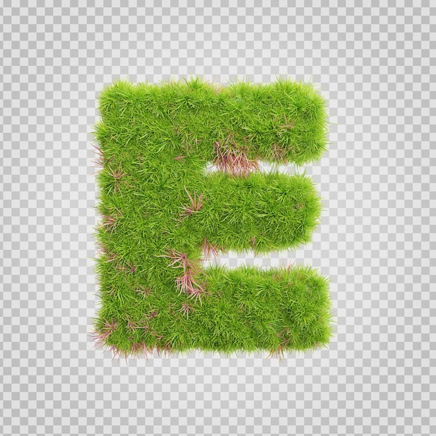 PSD 3d rendering of grass letters alphabetthe word e