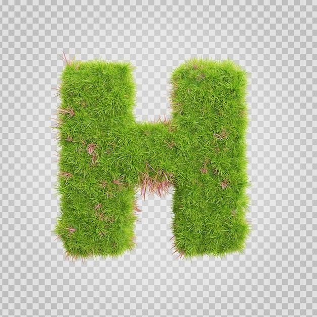 3d rendering of grass letters alphabetthe word h