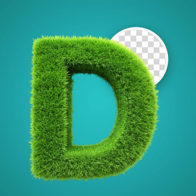 PSD 3d rendering of grass playing field alphabet d