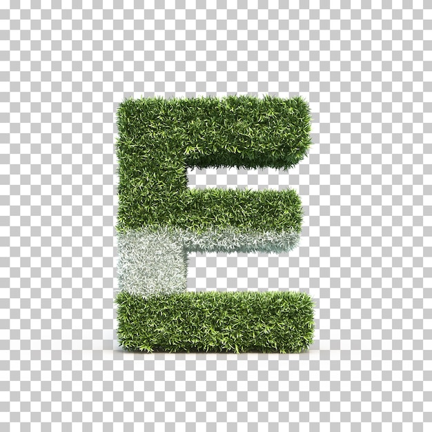 3d rendering of grass playing field alphabet e