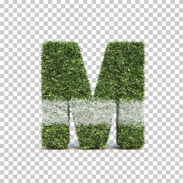 PSD 3d rendering of grass playing field alphabet m