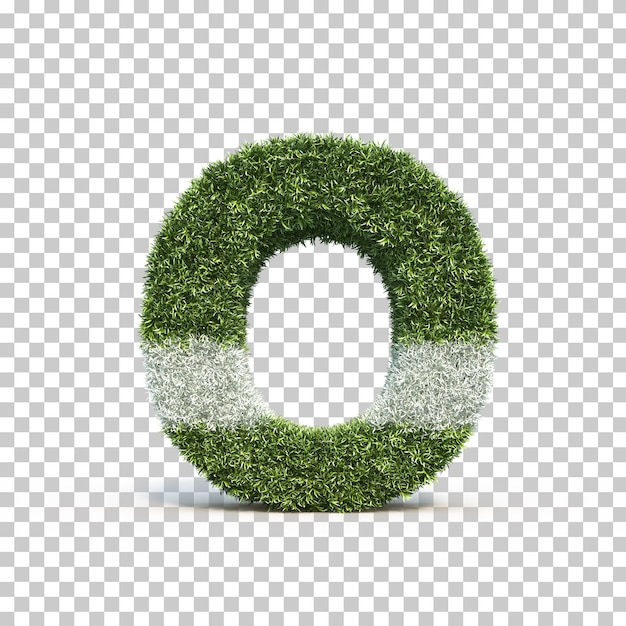 3d rendering of grass playing field alphabet o