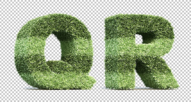 3D-рендеринг травы игрового поля алфавит Q и алфавит R
