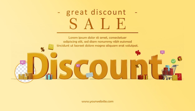 3d rendering great discount sale premium psd