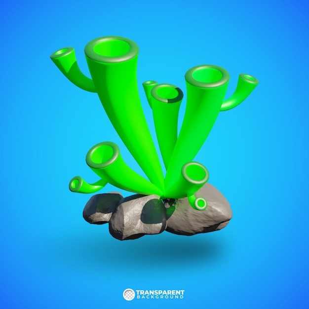 PSD 3d rendering green coral