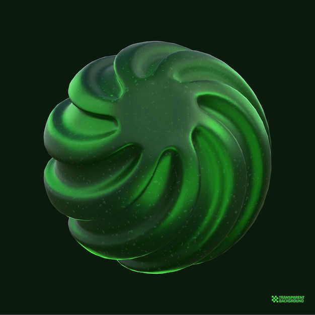 3d rendering green geometric shape