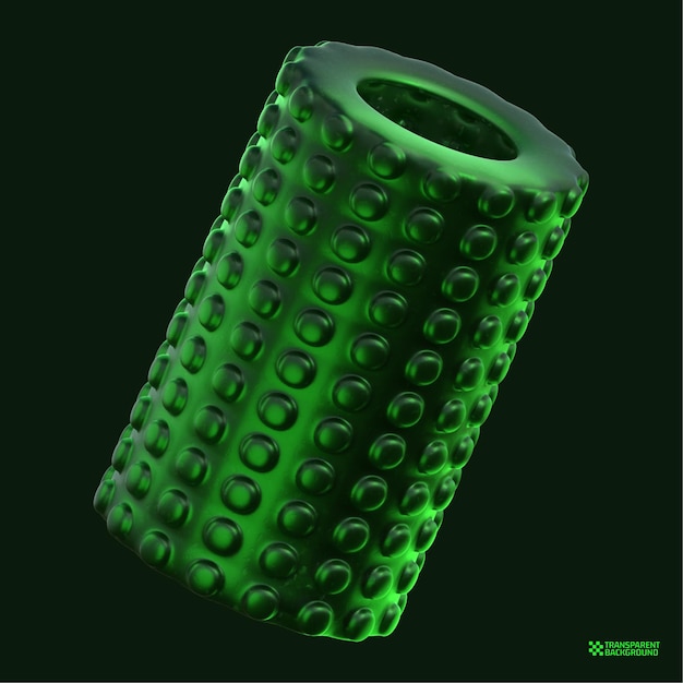 3D Rendering Green Geometric Shape