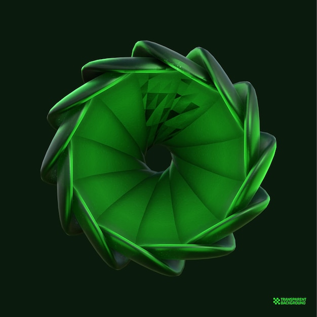 PSD 3d rendering green geometric shape