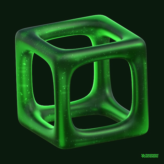 3D Rendering Green Geometric Shape
