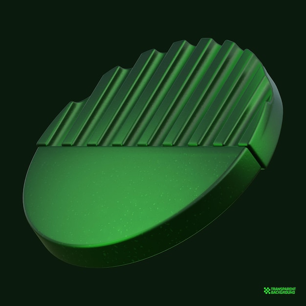 3d rendering green geometric shape