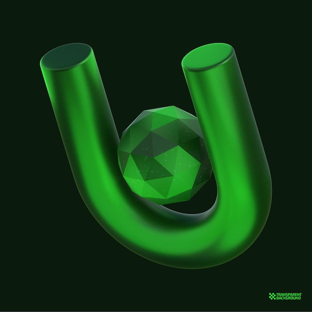 3D Rendering Green Geometric Shape