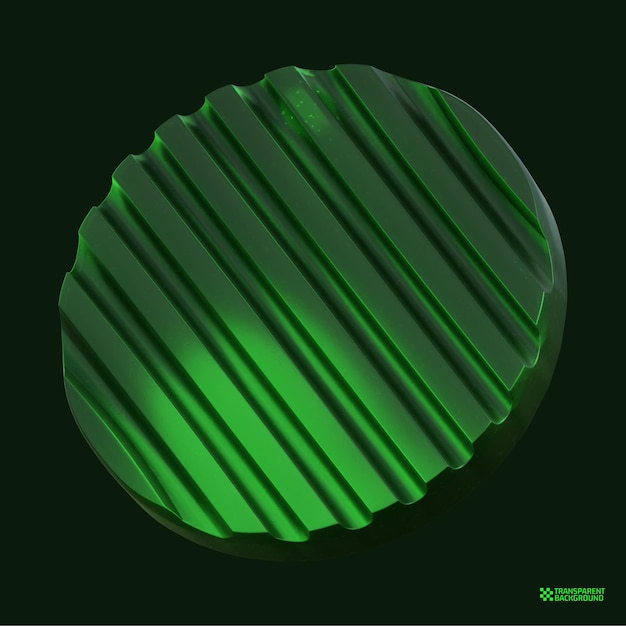 3D Rendering Green Geometric Shape