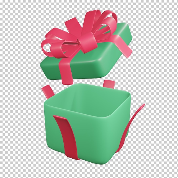 Confezione regalo verde rendering 3d isolata