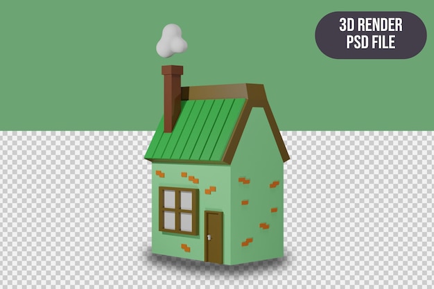 PSD 3d rendering green house with cloud