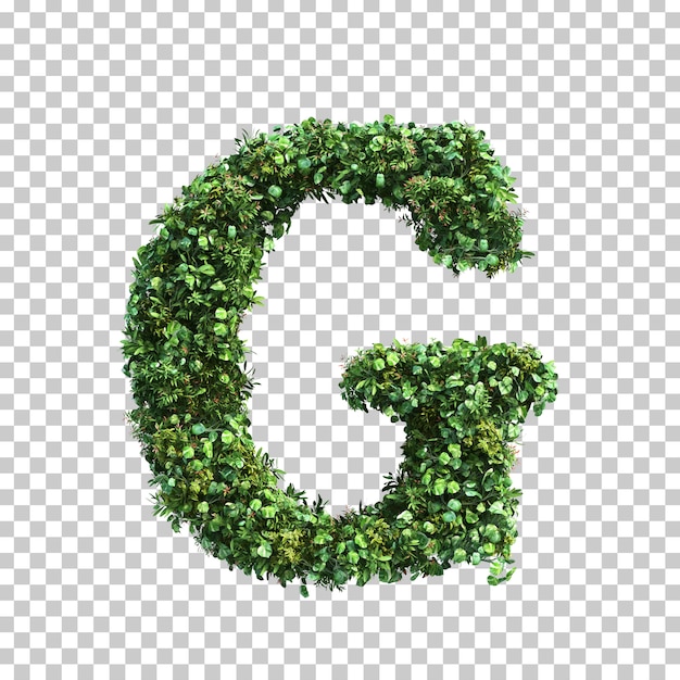 PSD 3d rendering of green plants alphabet g