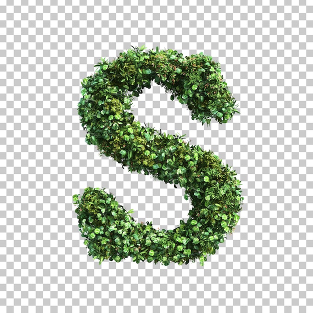 緑の植物アルファベットSの3 dレンダリング