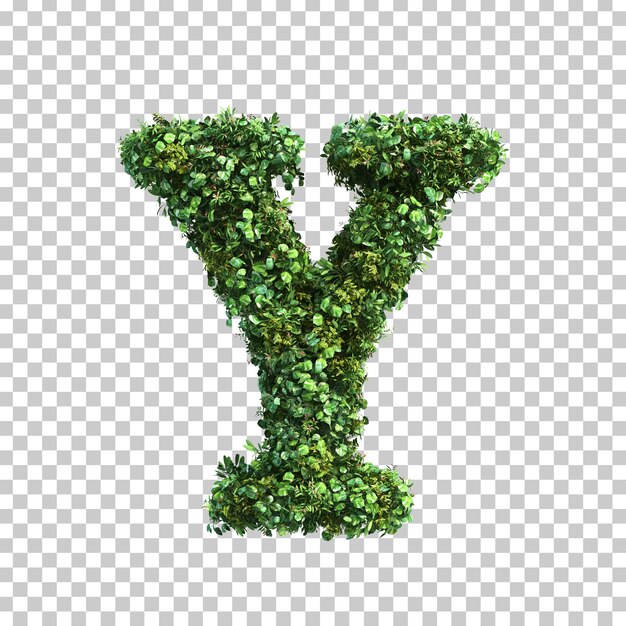 緑の植物アルファベットYの3 dレンダリング